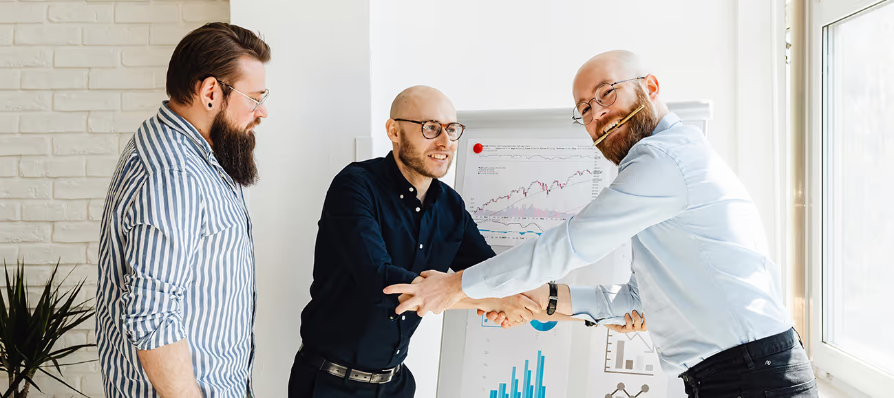 Team discussing chart